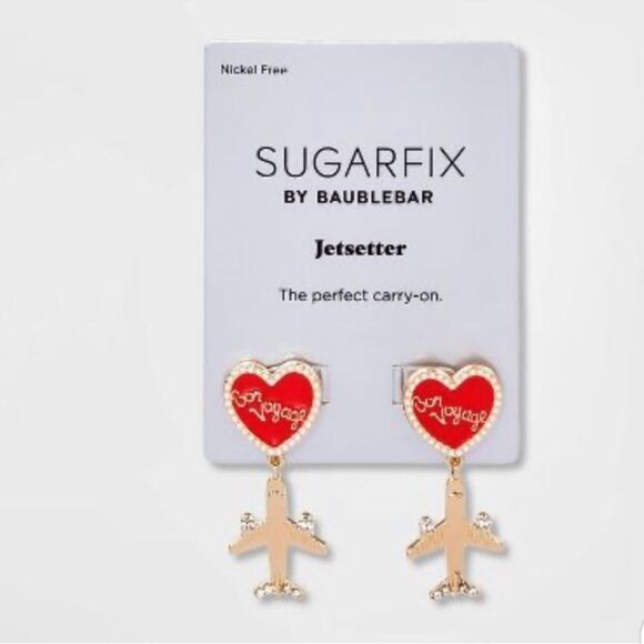 NWT SUGARFIX by BaubleBar jet setter drop earrings vacation plane bon voyage - Picture 1 of 3